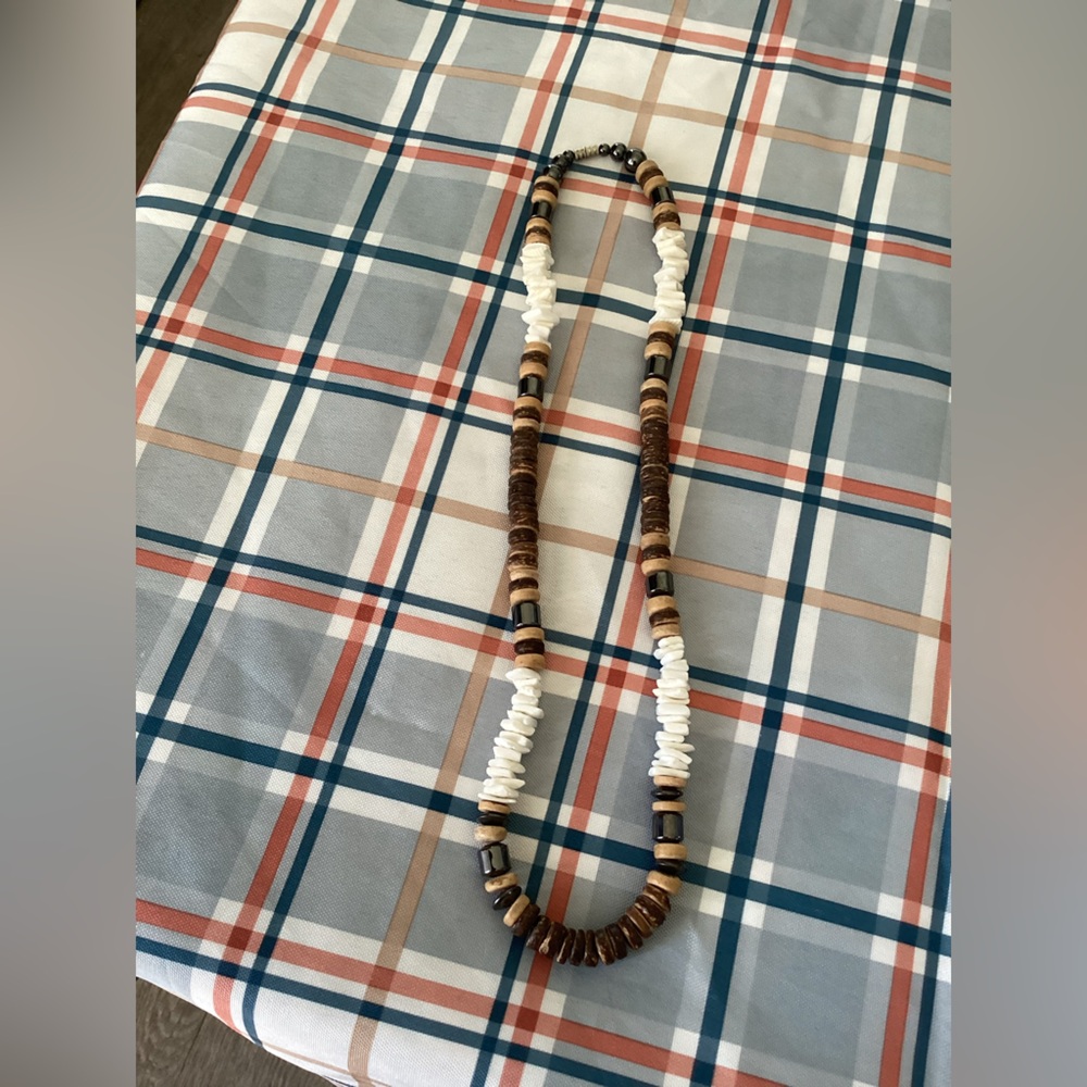 Brown and White Puka Shell  Necklace